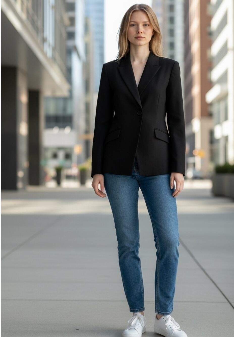 The Fold London Dulwich Wool Blazer Womens US 14 Black Tailored Jacket NWT